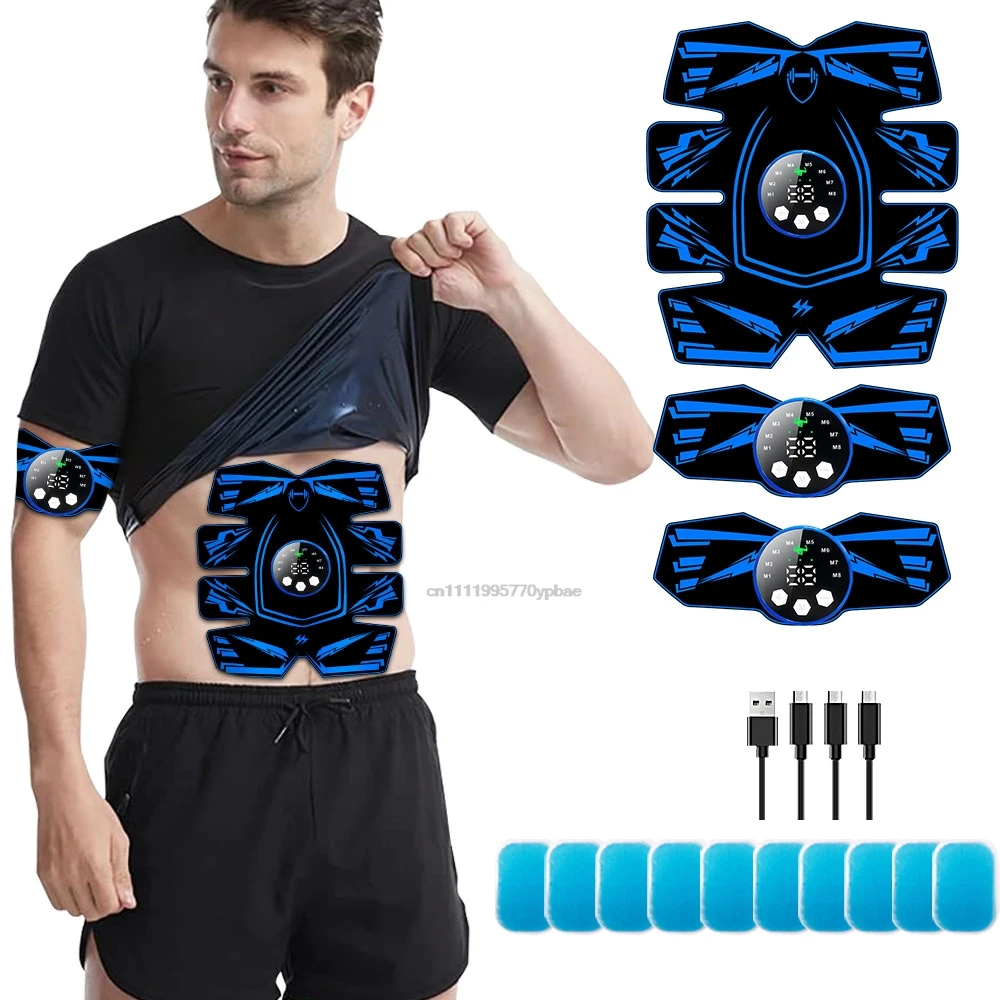 Portable EMS Ab Stimulator Abs Trainer Waist Belt for Home Use 8-Pack Toning with Remote Fitness Equipment