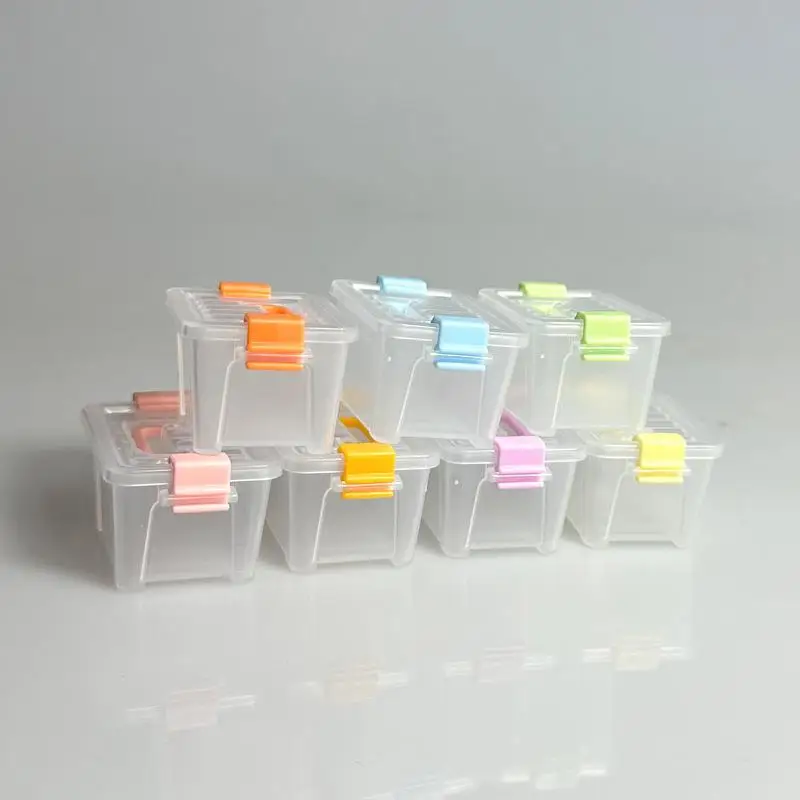 New 5Pcs Portable Organizer Case Dollhouse Transparent Plastic Storage Box Household Lightweight Storage Boxes