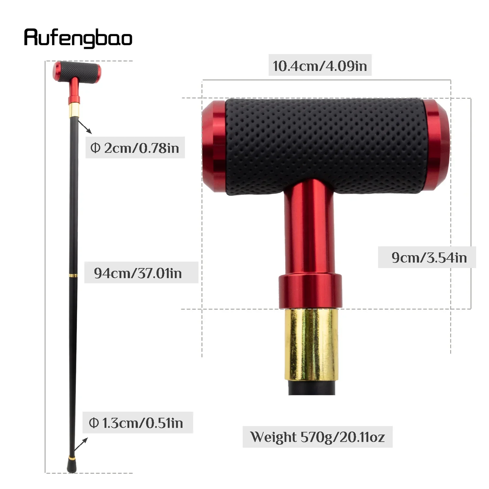 Red Leather Cylinder Silver Walking Cane Fashion Decorative Stick Cosplay, Steampunk & Everyday Use 94cm  Performance Stage Cane
