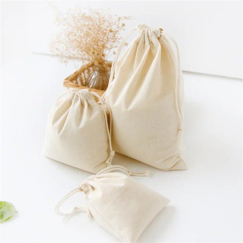 4pcs Cotton Bags Gift Drawstring Pouch Gift Box Packaging Bags Gift Linen Bags Jewelry Display Xmas Wedding Sack Burlap Bag Diy