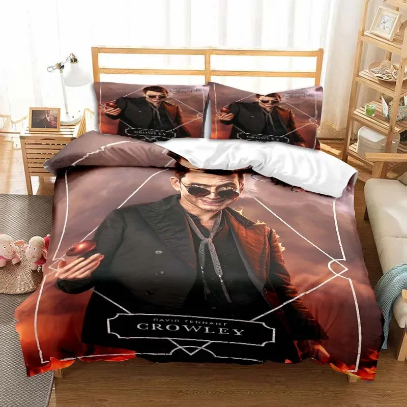 Imagem -03 - Good Omens Movie Angels Sheets Quilt Covers Bedding Dormitory Sheets Bedding Conjunto de Três Peças Soft Warm Bedding Set