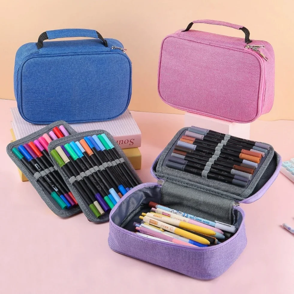 Large Capacity Makeup Bag for Paintbrushes & Makeup Brushes, 2 Removable Brush Inserts, Desktop Storage Organizer Bag view 2