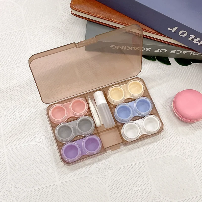 New 6 Pairs Large Contact Lens Storage Box Portable Travel Contact Lens Case for Makeup Beauty Pupil Box Tweezer Stick Container