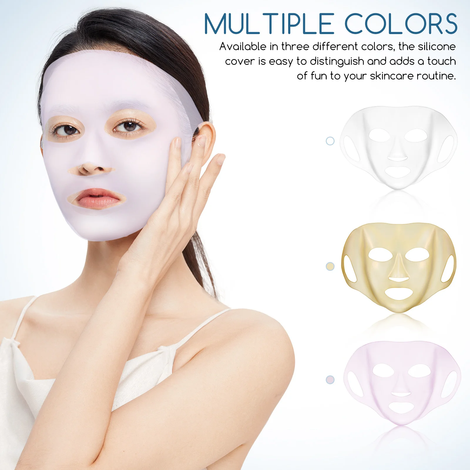 Masque facial en Silicone, 3 pièces, masques en Gel souple réutilisables, ajustement confortable, plusieurs couleurs, conception 3D, Anti-évaporation