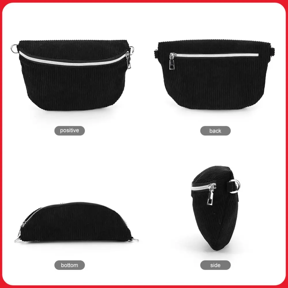 

Shoulder Bag for Men Women with Adjustable Wide Strap Handbag Corduroy Solid Chest Bag Zipper Fanny Pack for Travel Workout