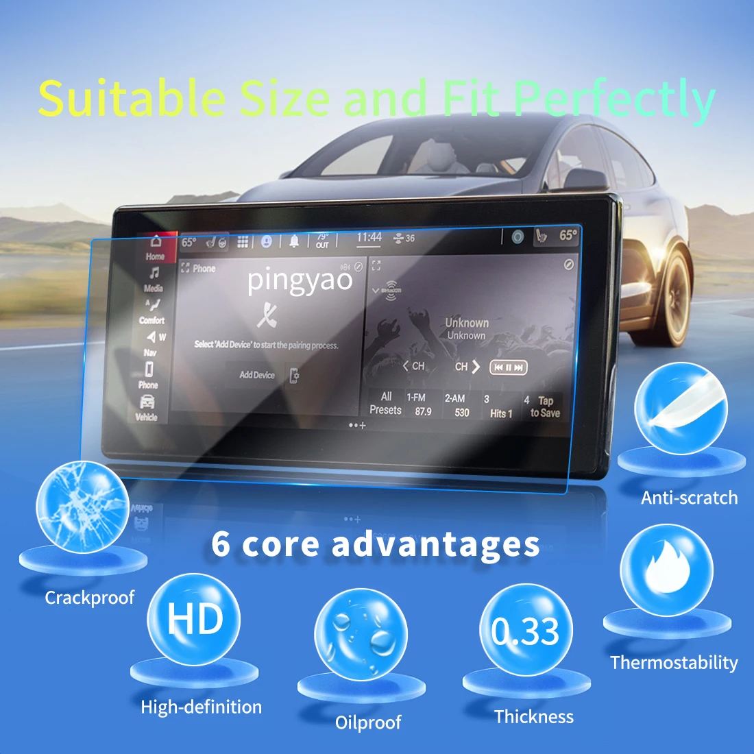 Car Sticker Screen Protector Navigation Display Tempered Glass Protective Film Car Accessories Vehicle For 24 dodge  HORNET