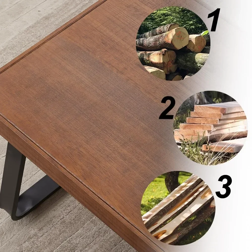 Mesa central de madera Natural de 47 pulgadas para sala de estar, juego de mesa de café, Mesas de café esquineras, mesas marrones rústicas, diseño de lujo