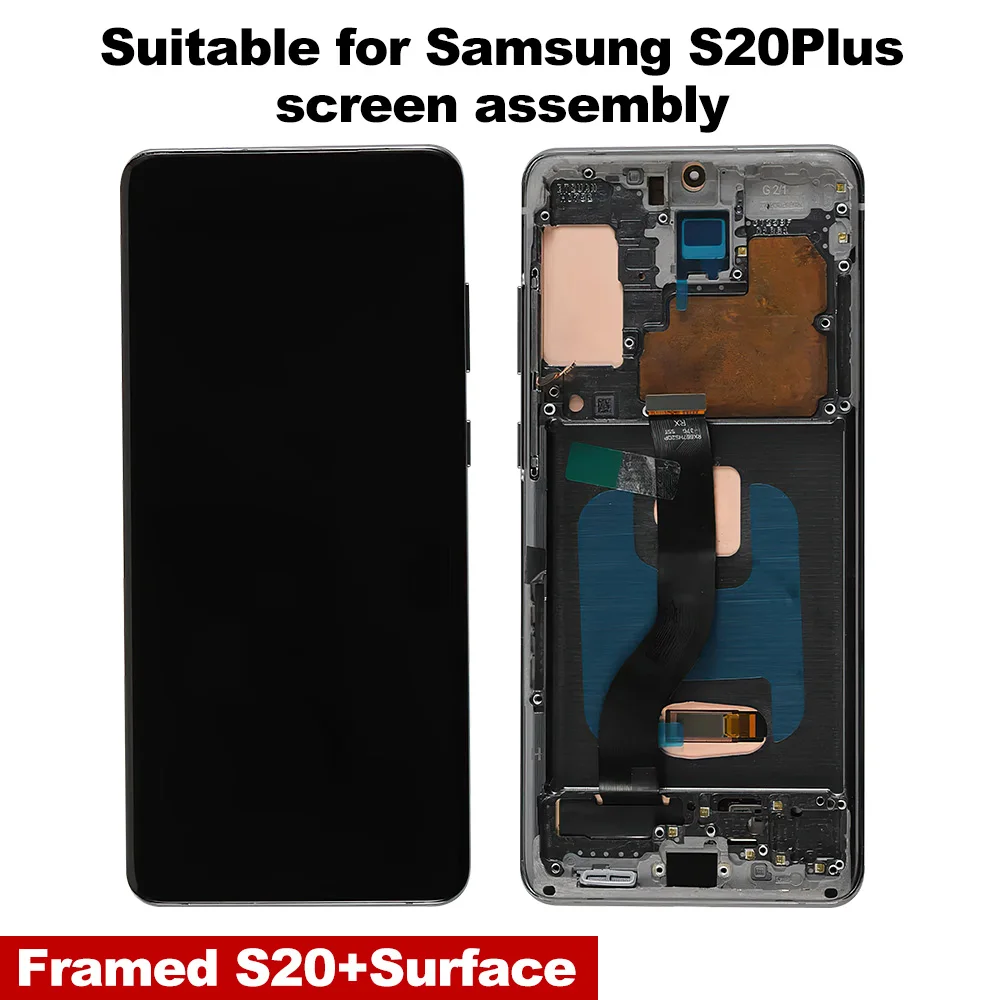 For Samsung Galaxy S20 Plus G985 4G/G986 5G OLED Screen Display Full Touch Phone Screen Digitizer Assembly Parts with Frame