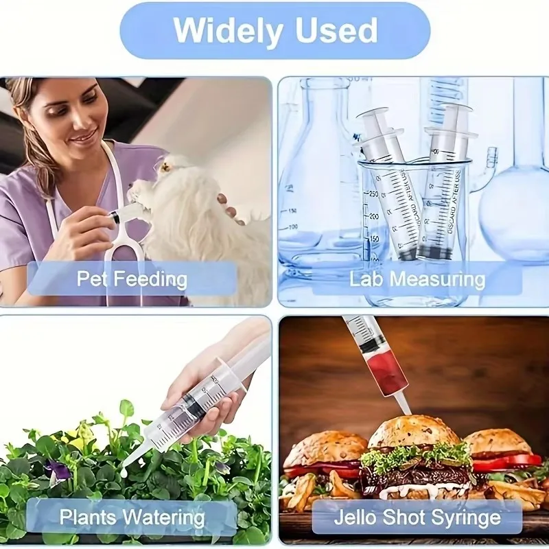60ml Plastic Syringe with Tube Measuring Barrel, Liquid Syringe with Cap for Liquid Oil Absorption, Pet Feeding Syringe