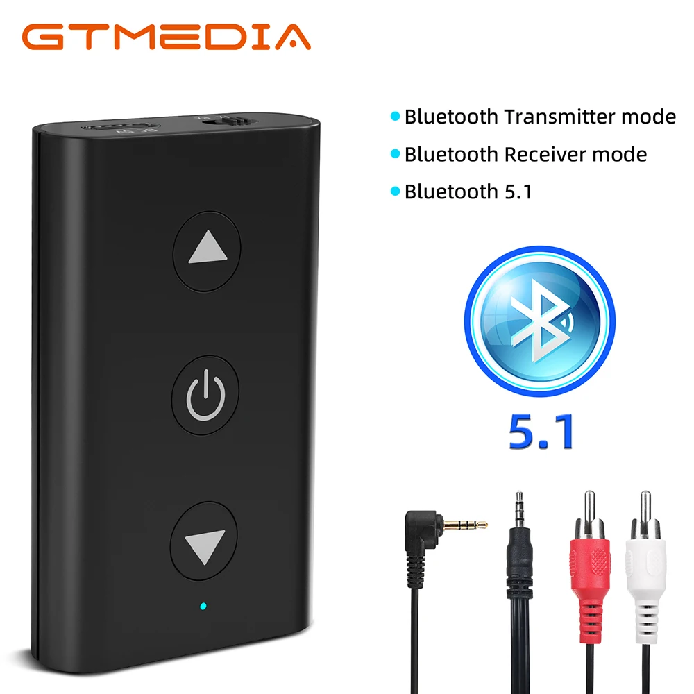 2023 Hot Bluetooth 5.1 Audio Transmitter Receiver GTMEDIA A2 RCA 3.5mm Wireless Adapter For Car PC TV Headphones