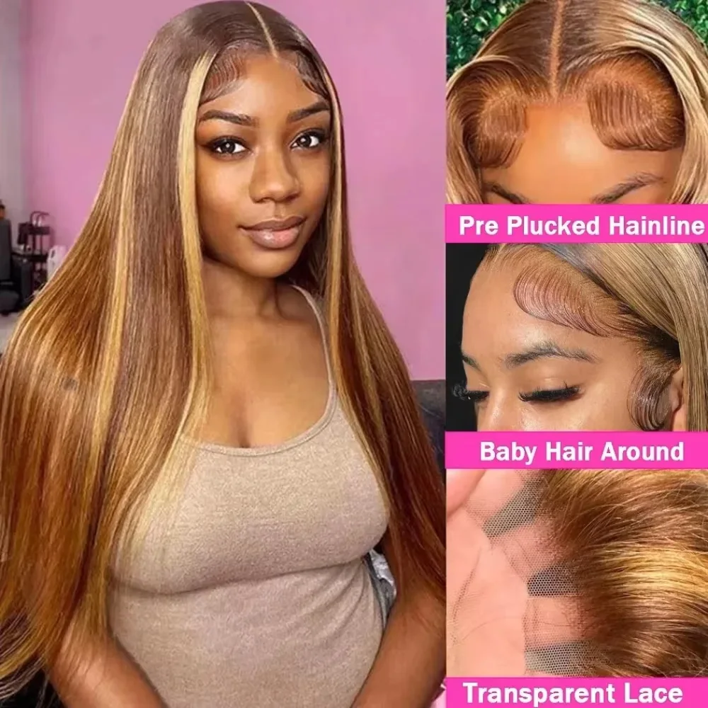 شعر الإنسان 46 بوصة P4/27 تسليط الضوء على شعر مستعار مستقيم 13x4 13x6 HD الدانتيل الشفاف الباروكة الأمامية البرازيلي ريمي النساء الشعر 200% الكثافة #2