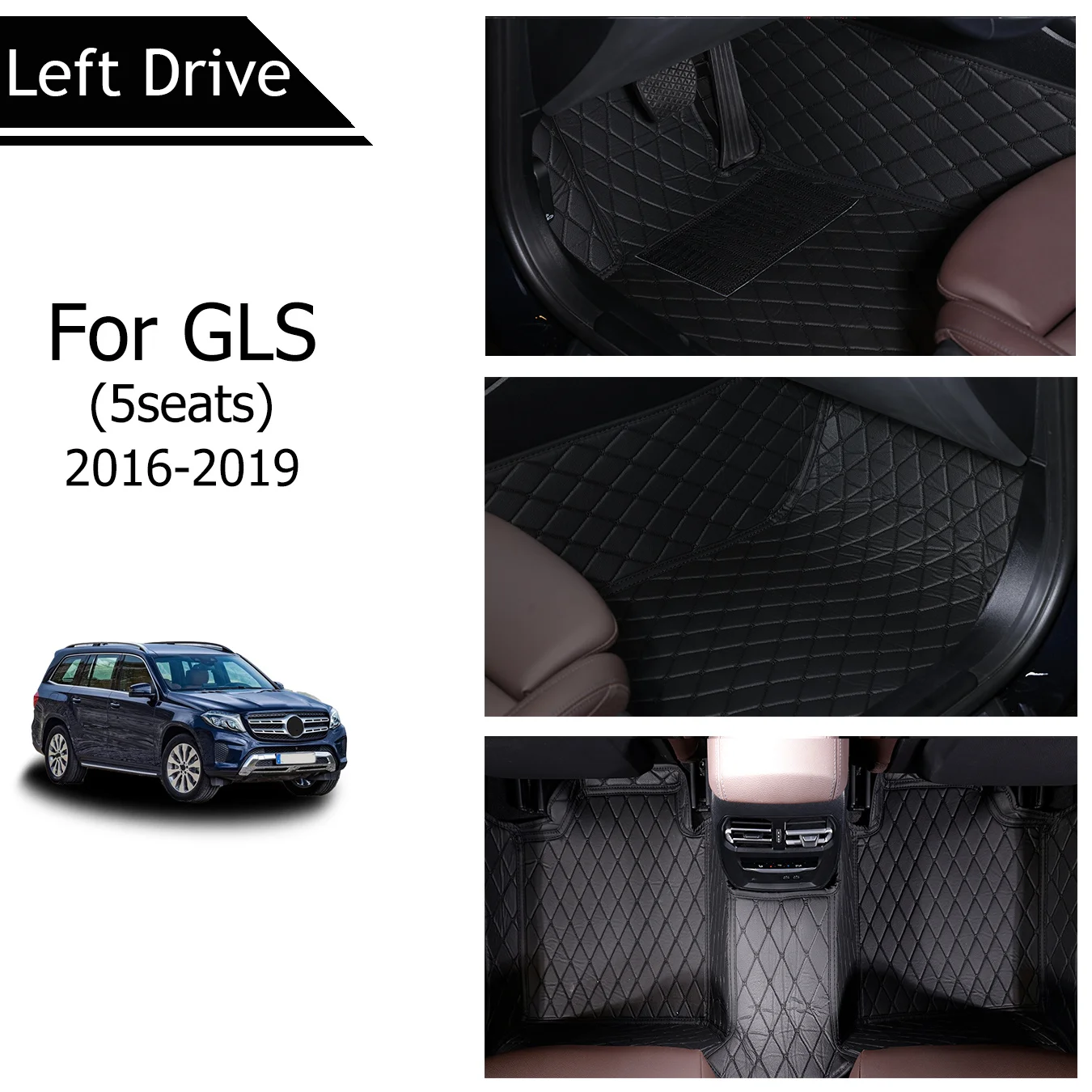 [LHD] For Mercedes-Benz For GLS(5seats) 2016-2019 Three Layer PU Leather Stereo Full Cover Anti-Slip Car Mat