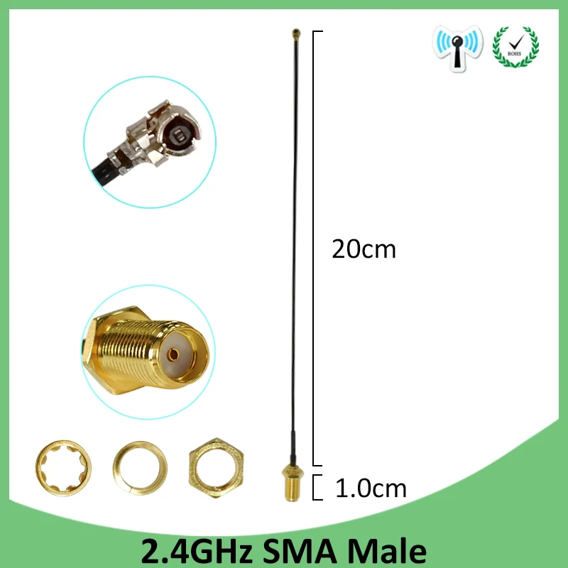 Griwi 2pcs 2.4G 5.8G antenna 8dbi sma male wlan wifi antene IPX ipex 1 SMA female pigtail Extension Cable iot module antena