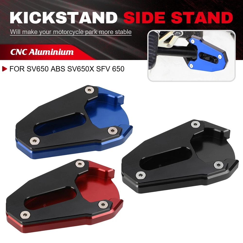 Motorcycle Aluminium Accessories Foot Side Stand Enlarge Extension Kickstand Plate For SUZUKI SV650 ABS SV650X SFV 650 Gladius