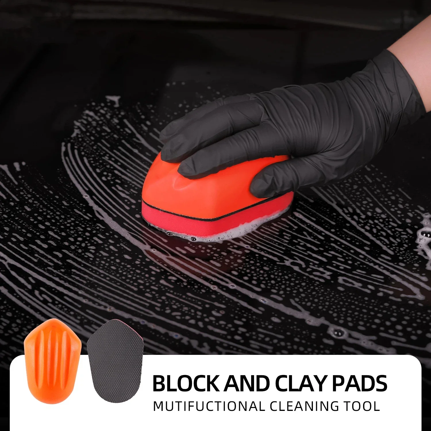 NEW Car Care Paint Cleaner Remove Magic Clay Bar Mouse Applicator with 2 Clay Pads Before Auto Wax Polishing