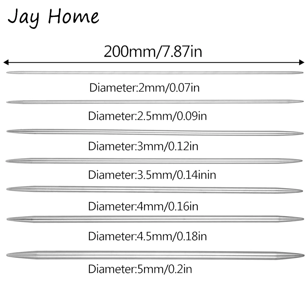 Juego de agujas de tejer de acero inoxidable, 5-35 Uds., 20CM, 2-5MM, agujas de tejer rectas de doble punta para suéteres, proyecto de tejer