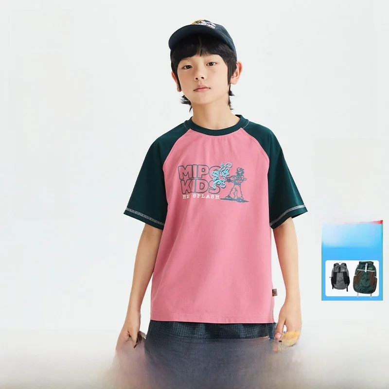 Mipo Kids' T-Shirt Quick Dry Sweat Absorbent Short Sleeve Shoulder Insert Sport Outdoor Unisex Children's Clothing Polyester ...