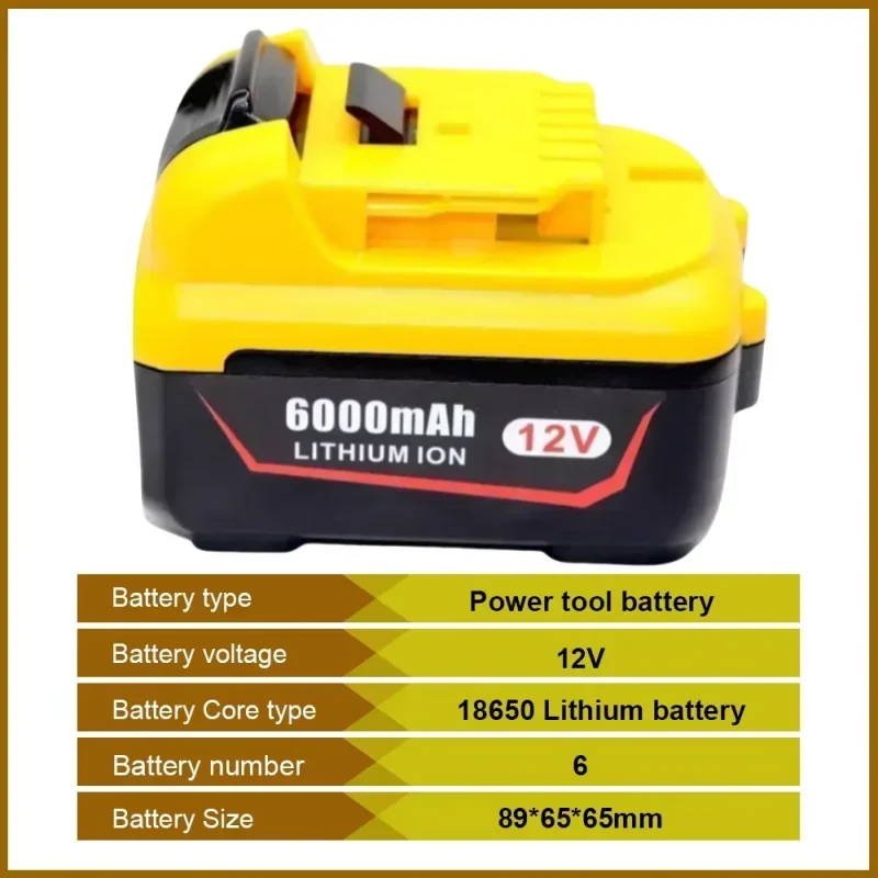 

High-Capacity 6.0Ah Replacement Battery Pack for Dewalt DCB120 12V Lithium-ion with DCB123 DCB125 DCB124 DCB122 Compatibility