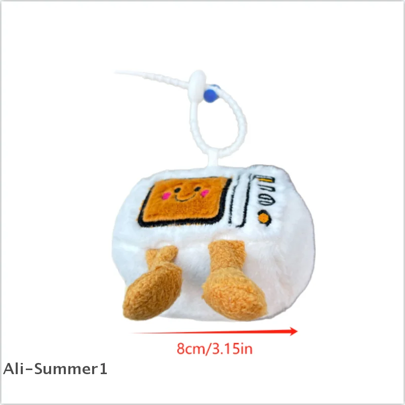 Lindo creativo simulación microondas muñecos de peluche juguetes llavero colgante niña niño mochila encanto bolsa adornos divertidos regalos de cumpleaños