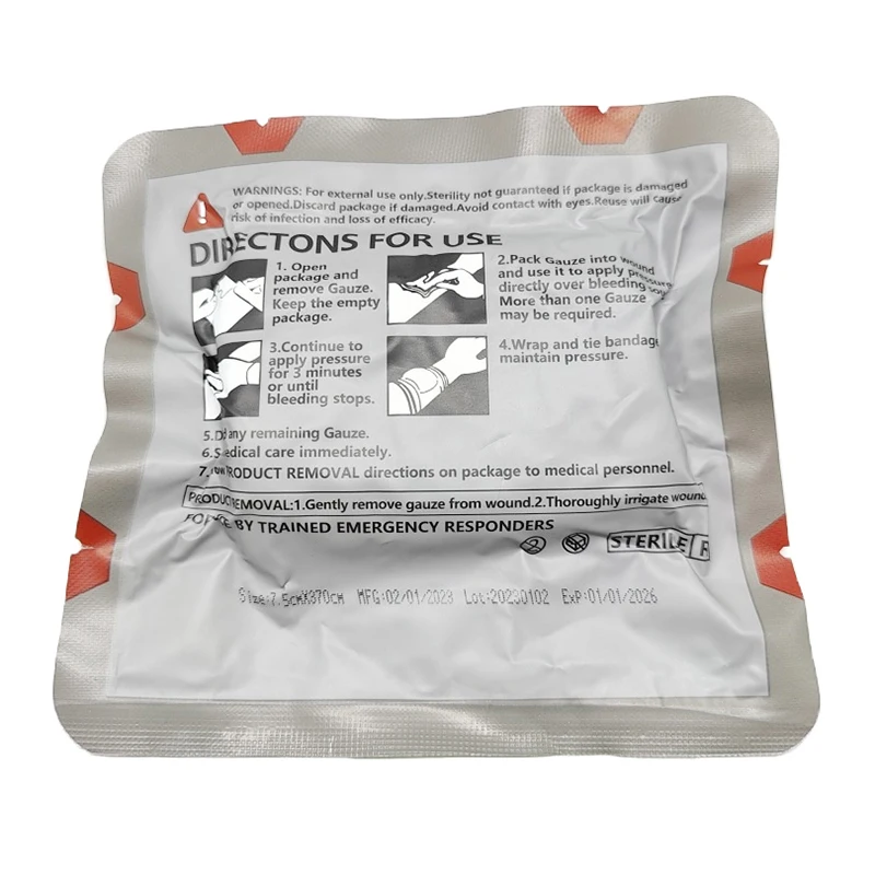 First Aid Kit Medical Wound Dressing Hemostatic Kaolin Gauze Combat Emergency Trauma Z-Fold Soluble For Ifak Tactical Military