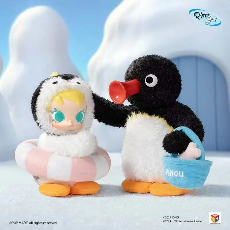 Genuine Molly Blind Box Baby Molly X Pingu Happy Fishing Series Figurine Vinyl Doll Toy Collection Model Girl Birthday Gifts