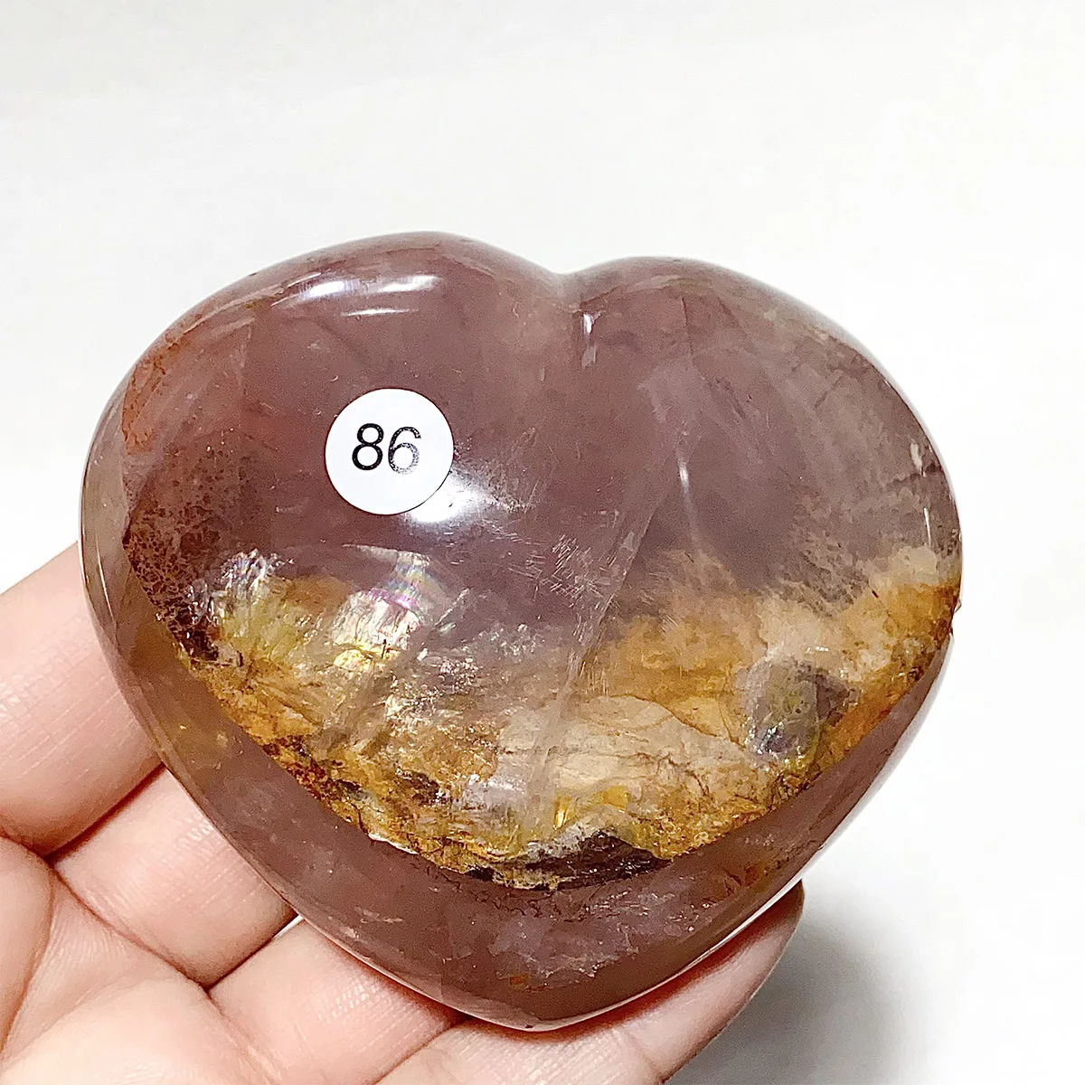 Natural Fire Quartz Crystal Heart, Reiki Energy, Healing Meditation, Spiritual Gem, Home Decor, Gift