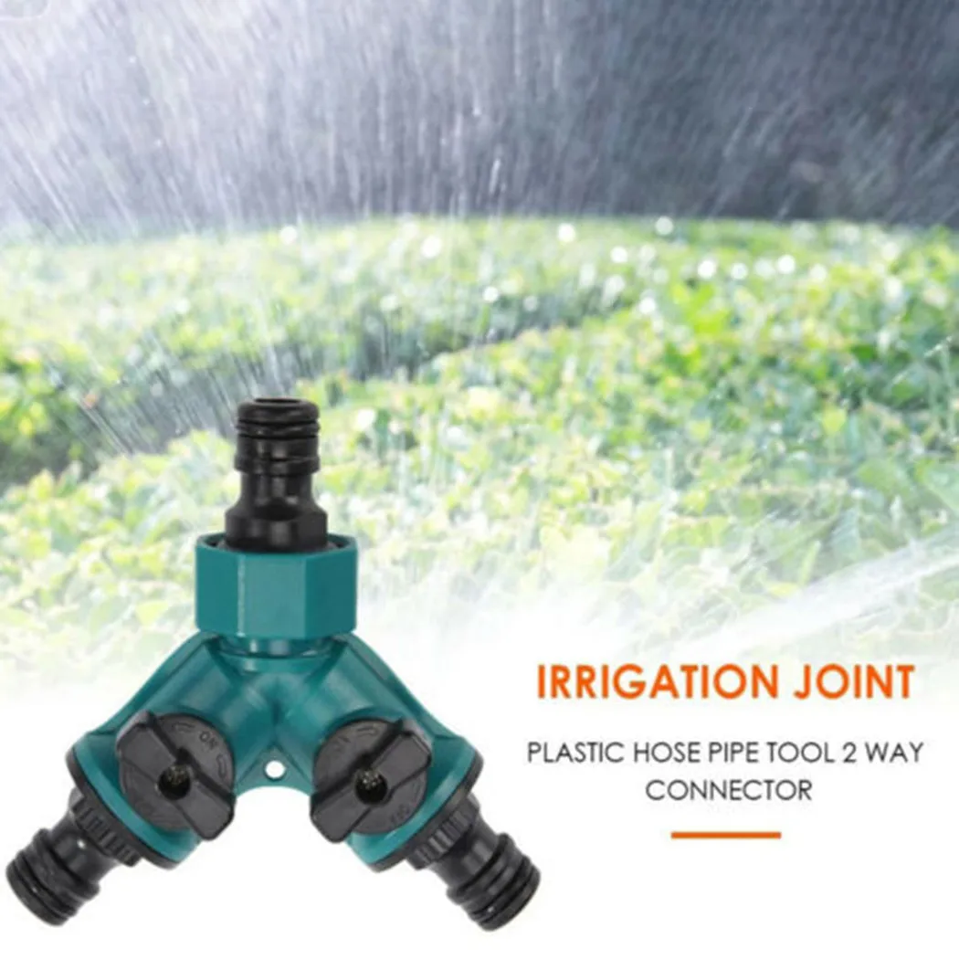 2 Way Hose Pipe Splitter for Garden Water Diverter with Rotary Switch Allowing Separate Flow Control on Each Outlet
