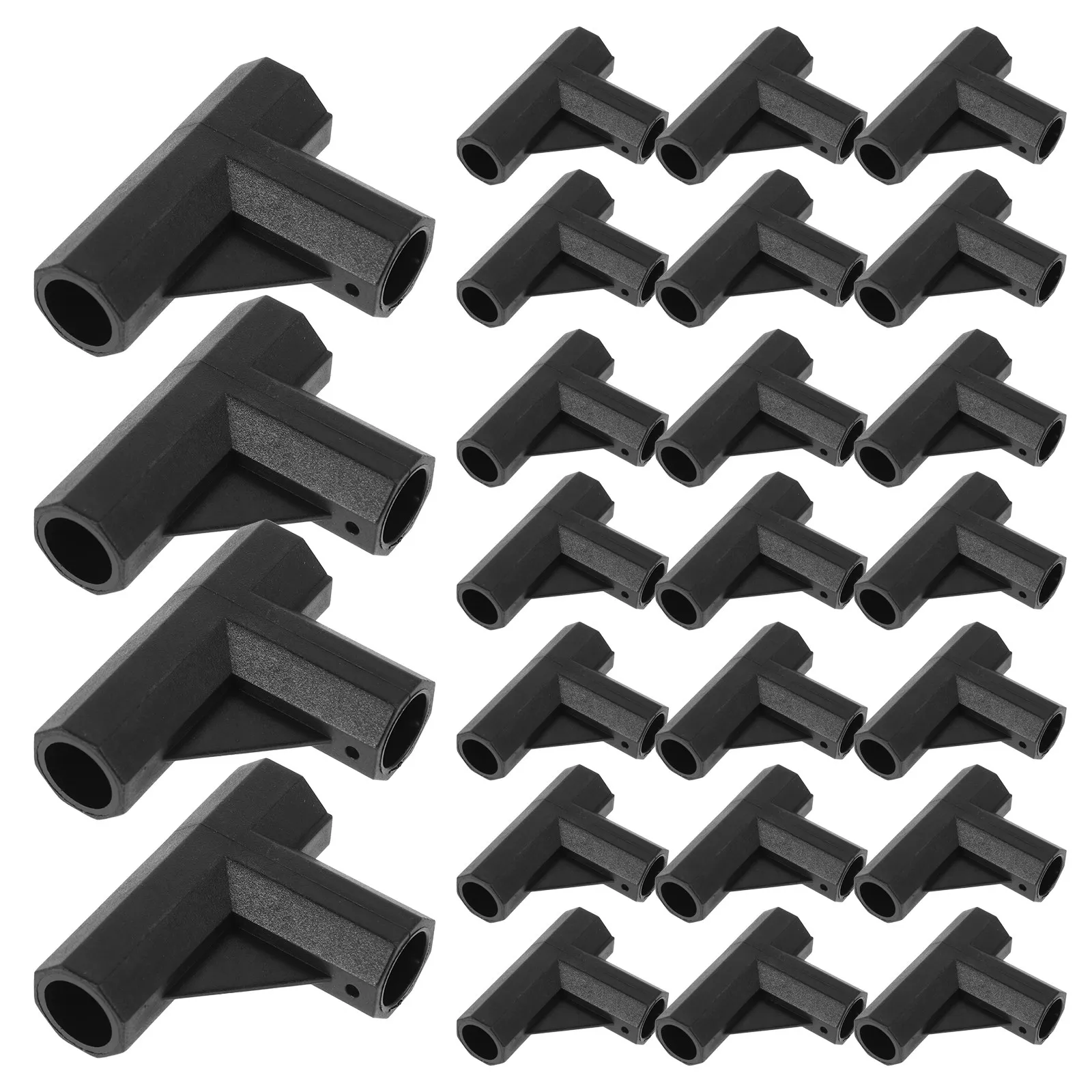 

50Pcs Outdoor Storage Rack T-Connector Nylon Three-Way Fitting Black Heavy-Duty Portable Versatile Pipe Diameter Compatible