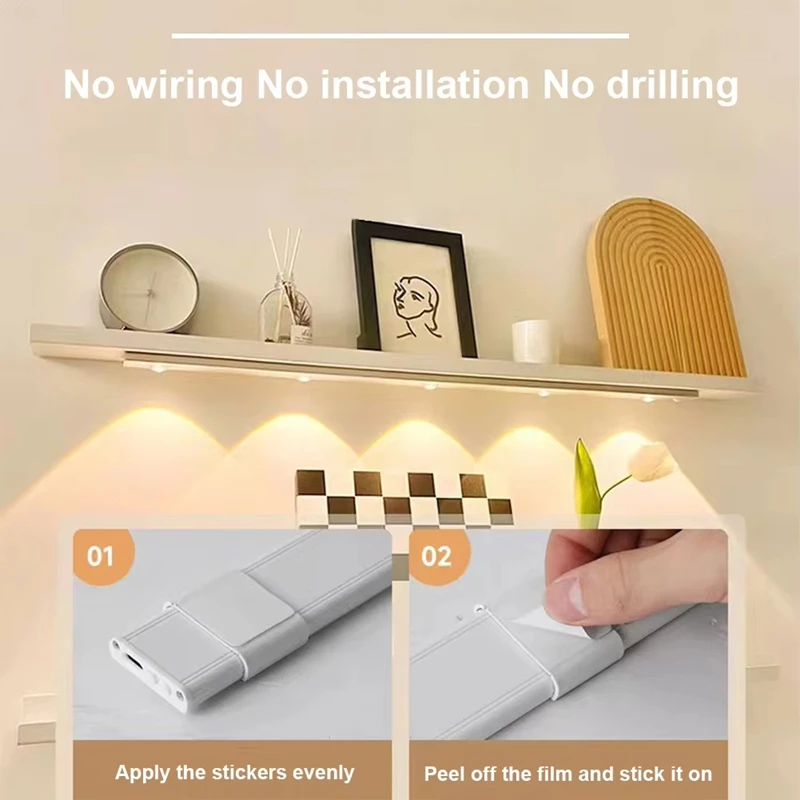 Under Cabinet Light LED Motion Sensor Light 3 Color Dimmable Wireless Under Counter Light Dimming Hill Light For Kitchen