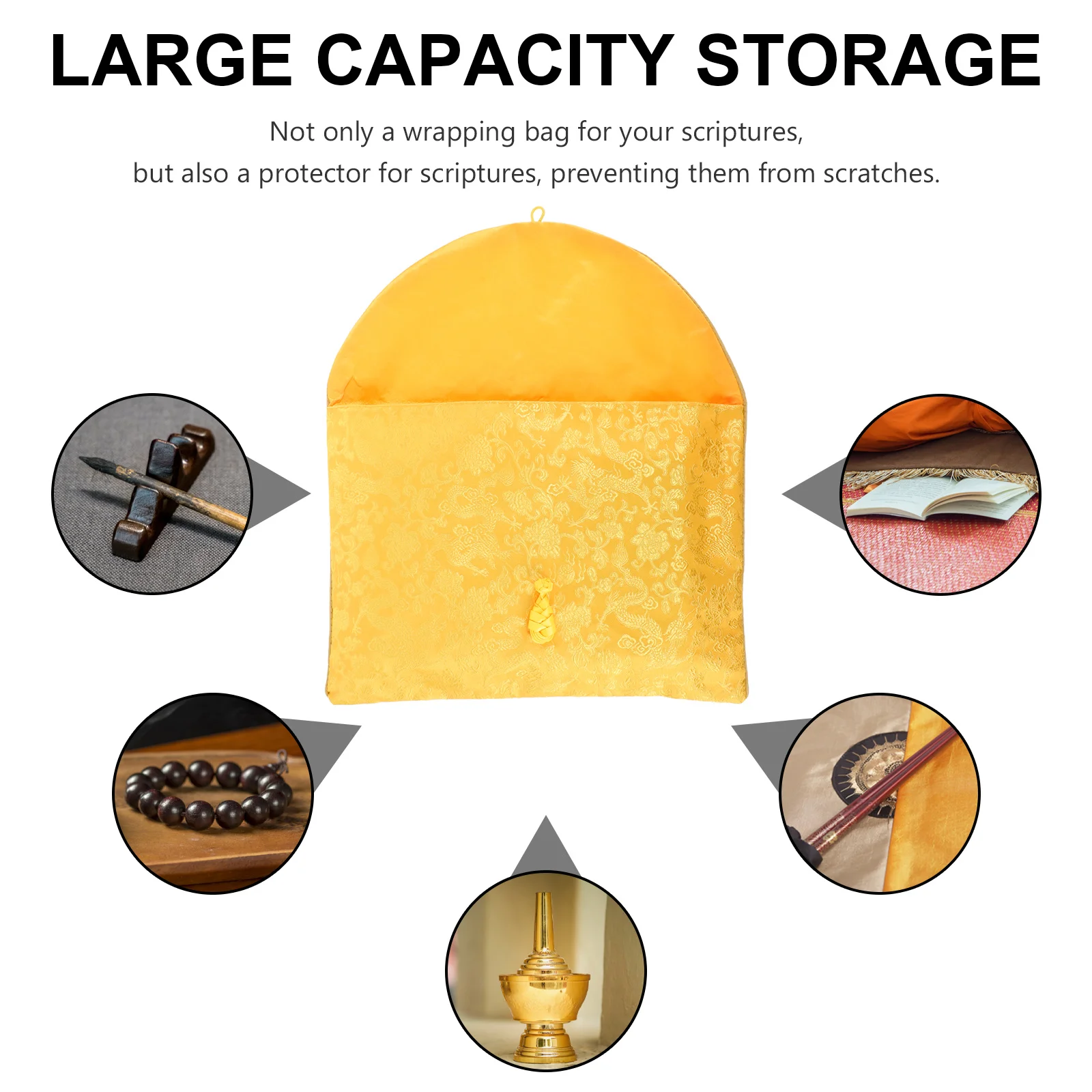 

Portable Scriptures Bag Ethnic Style Cotton Brocade Pouch Travel Organizer Jewelry Sundries Container for Hiking Camping