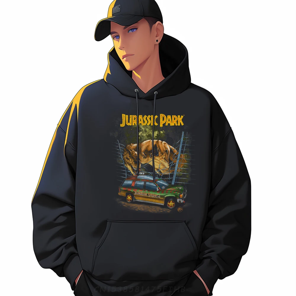 

Gift Hoodies Graphic Crewneck Vintage T-Rex Break Out Man Slogan Printed Long Sleeve Casual Style Sweatshirt