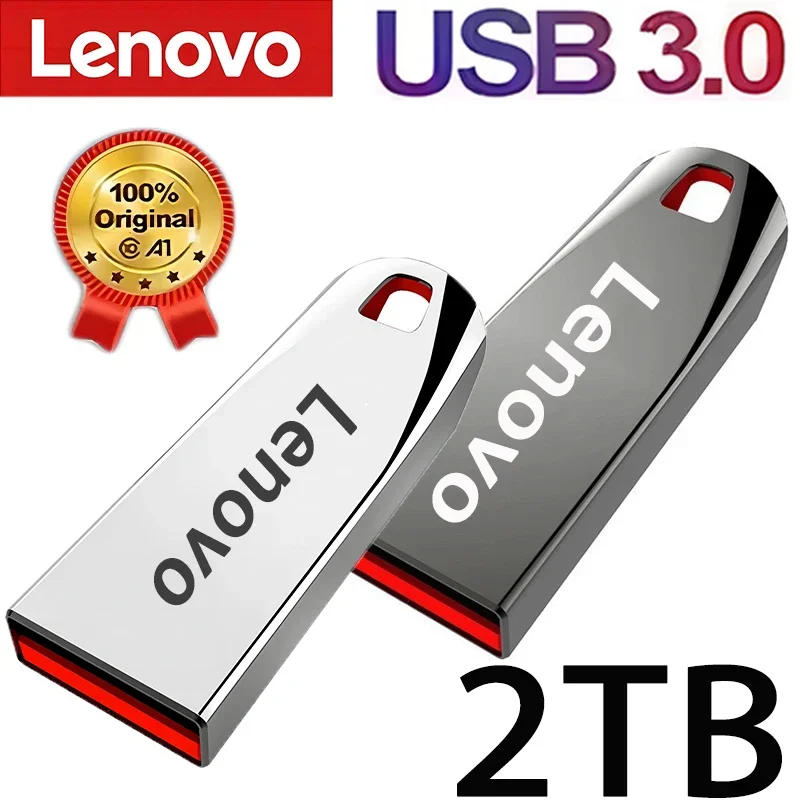 Lenovo-unidad Flash USB 3,0, memoria de 2TB y 1TB, resistente al agua, disco U de alta velocidad, transmisión de datos, almacenamiento de Metal