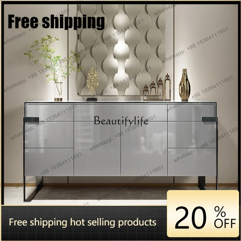 jj5  Italian Light Luxury Dining Side Cabinet Modern Minimalist Door Cabinet Living Room Wall Decorative Cabinet