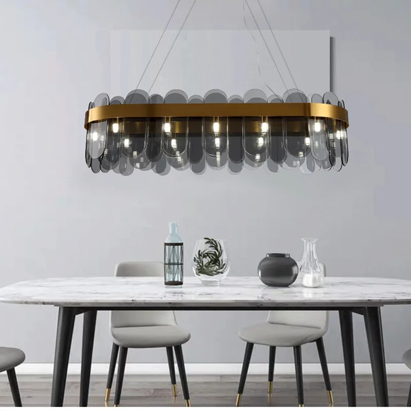 Imagem -04 - Nordic Smoke Grey Glass Chandelier Pendant Light Pendant Lamps Fit For Living Room Bedroom Hotel Restaurant Bar