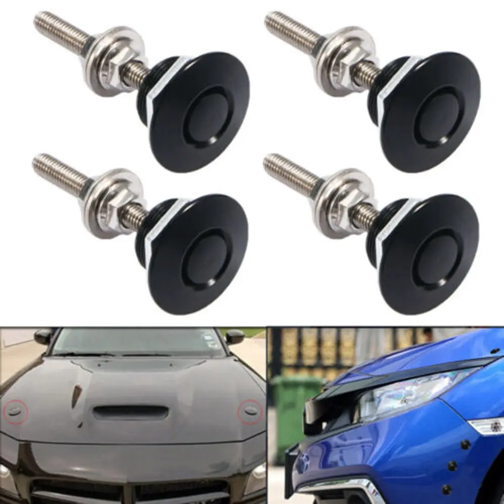 

1Pcs Universal Aluminum Push Button Billet Quick Release Racing Car Front Bumper Hood Pin Engine Bonnet Lock Latch Clip Body Kit
