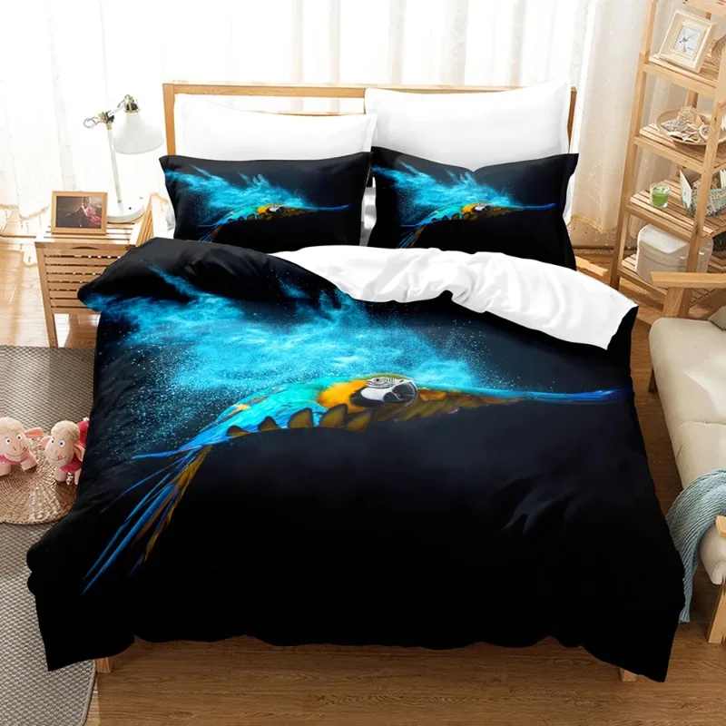 

New Color Cute Bird Bed Linens Set 100% Bamboo Fiber Ropa De Cama King Size EU King 240x220 Cm 260x240 Double Size 100% Quality