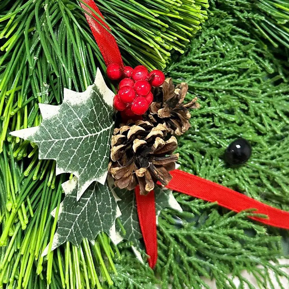 F-T венок с головой лошади, венок из искусственных сосновых ветвей, деревенские искусственные зеленые венки для входной двери, с декором из красной ленты