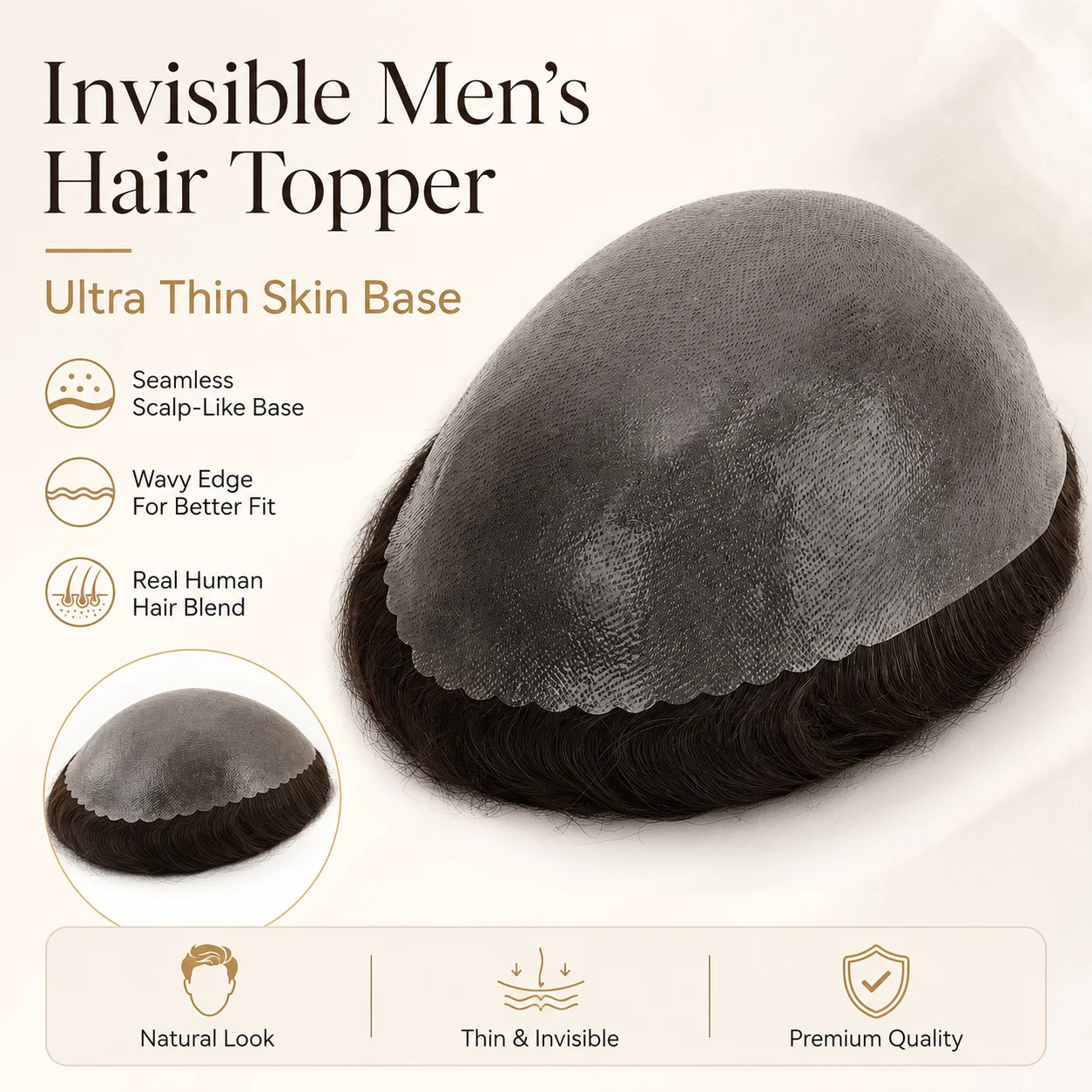 Topunique 0.10-0.12Mm Skin Mens Hair System Human Hair Men Toupee Human Hair Pr…