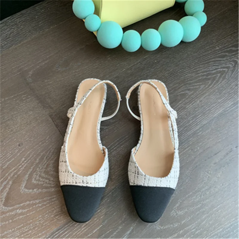 Mixed Colors Shoes for Women Low Heels Sandals Ladies Round Toe Zapatos De Mujer Back Strap Sandalias Female Elegant Chaussure