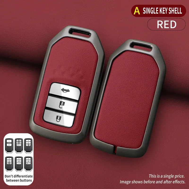 

Alloy Leather Car Remote Key Case Cover For Honda CRV CR-V Fit Civic Accord HR-V HRV City Odyssey XR-V Shell Holder Protector