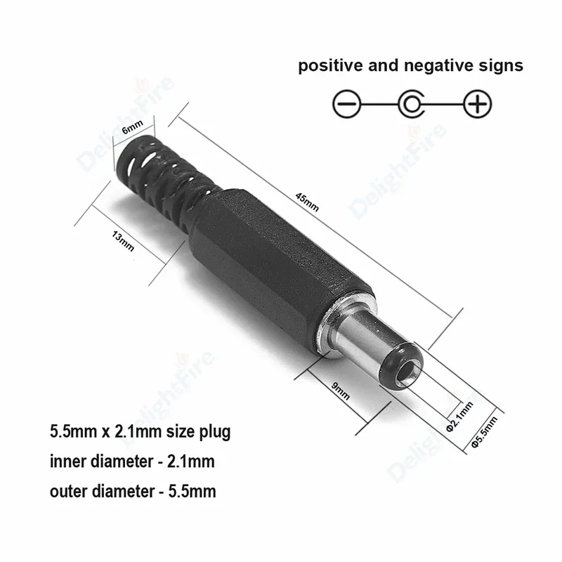 5.5x2.1mm 12V 3A DC Power Male Plugs Connector 1-10Pcs DC Power Socket Female Jack Screw Nut Panel Mount Terminal Adapter