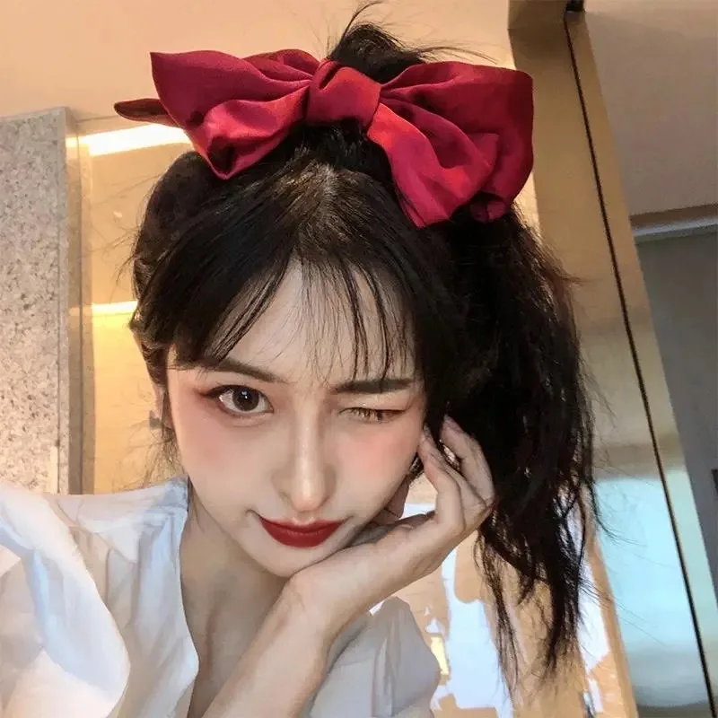 1Pcs Fashion Women Hair Band Classic Black Bow Headband Girls Dress Up Sweet Wide Hairband Hoop for Hair Accessories Gift