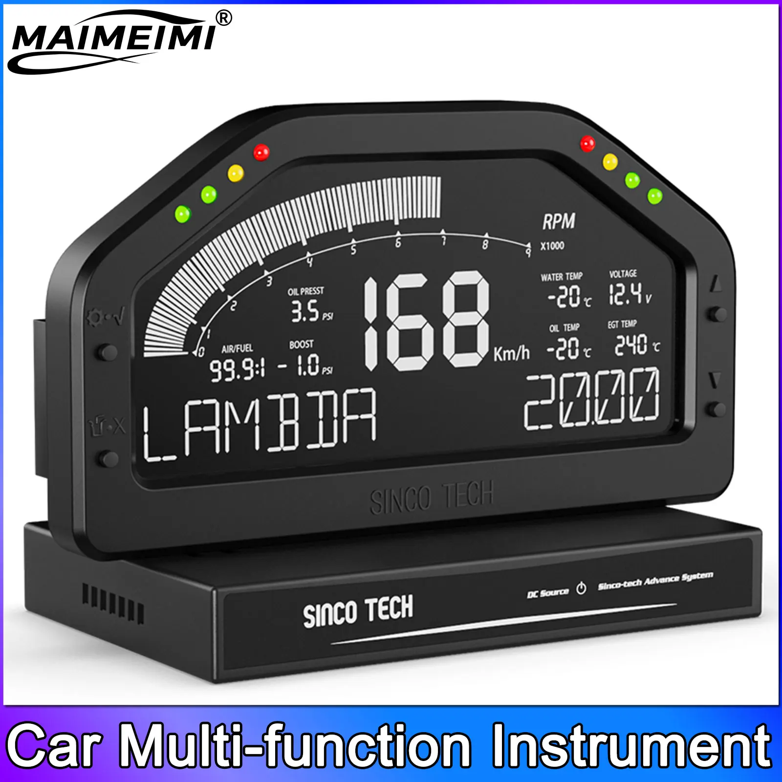 

926 Широкополосный кислородный ЖК-дисплей, приборная панель гоночного автомобиля, комплект датчиков с несколькими датчиками, монитор данных, 7-цветный дисплей, спидометр, тахометр