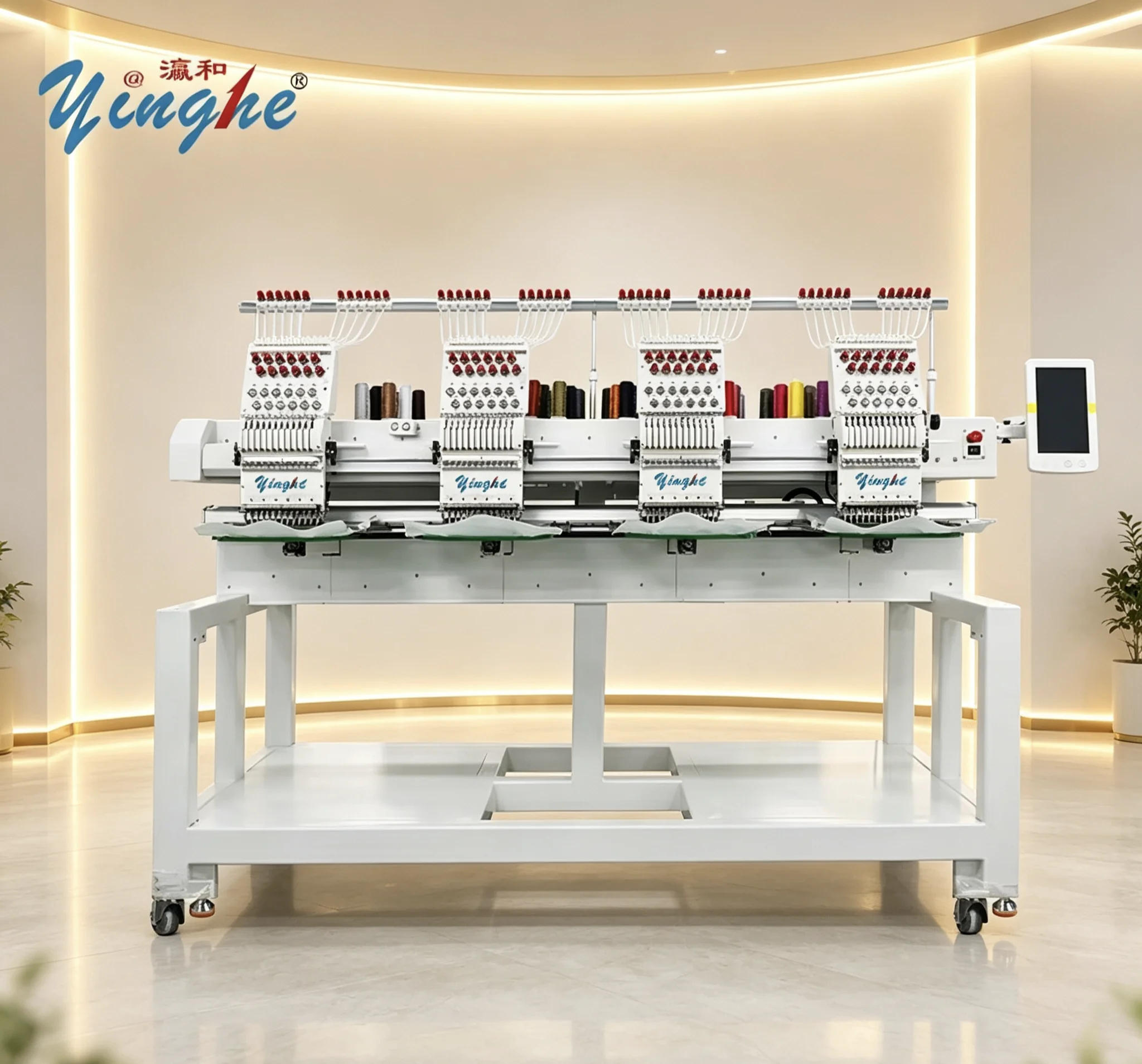 Centralized Thread Stand Layout 204 Embroidery Machine 500mm*450mm Area Thread Arrangement Reduce Tangling Improve Efficiency