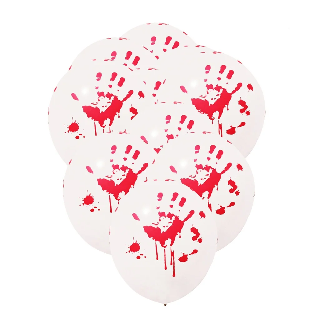 

24 Pcs Bloody Hand Balloon Balloons Red Fete Decoration Halloween Emulsion