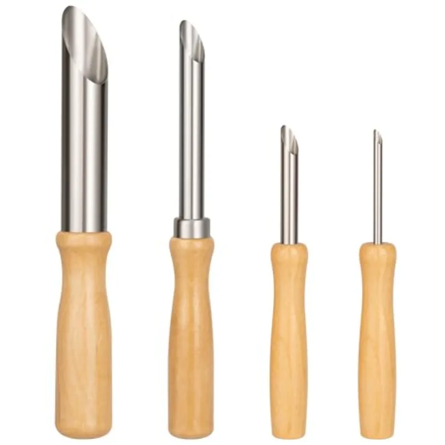

Amrules Clay Tools Kit, 4 PCS Circular Clay Hole Cutters Tools, Wooden Handle and Stainless Steel Sculpting Tools Kit Suitable