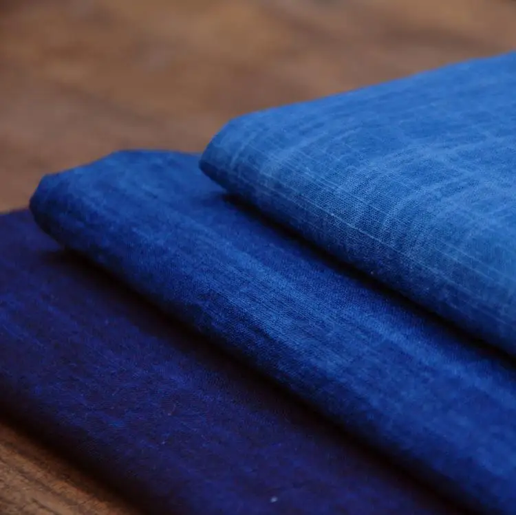 

Plant Blue Dyed Pure Cotton Bamboo Fabric Grass and Wood Dyed Fabric Handmade Clothing Fabric