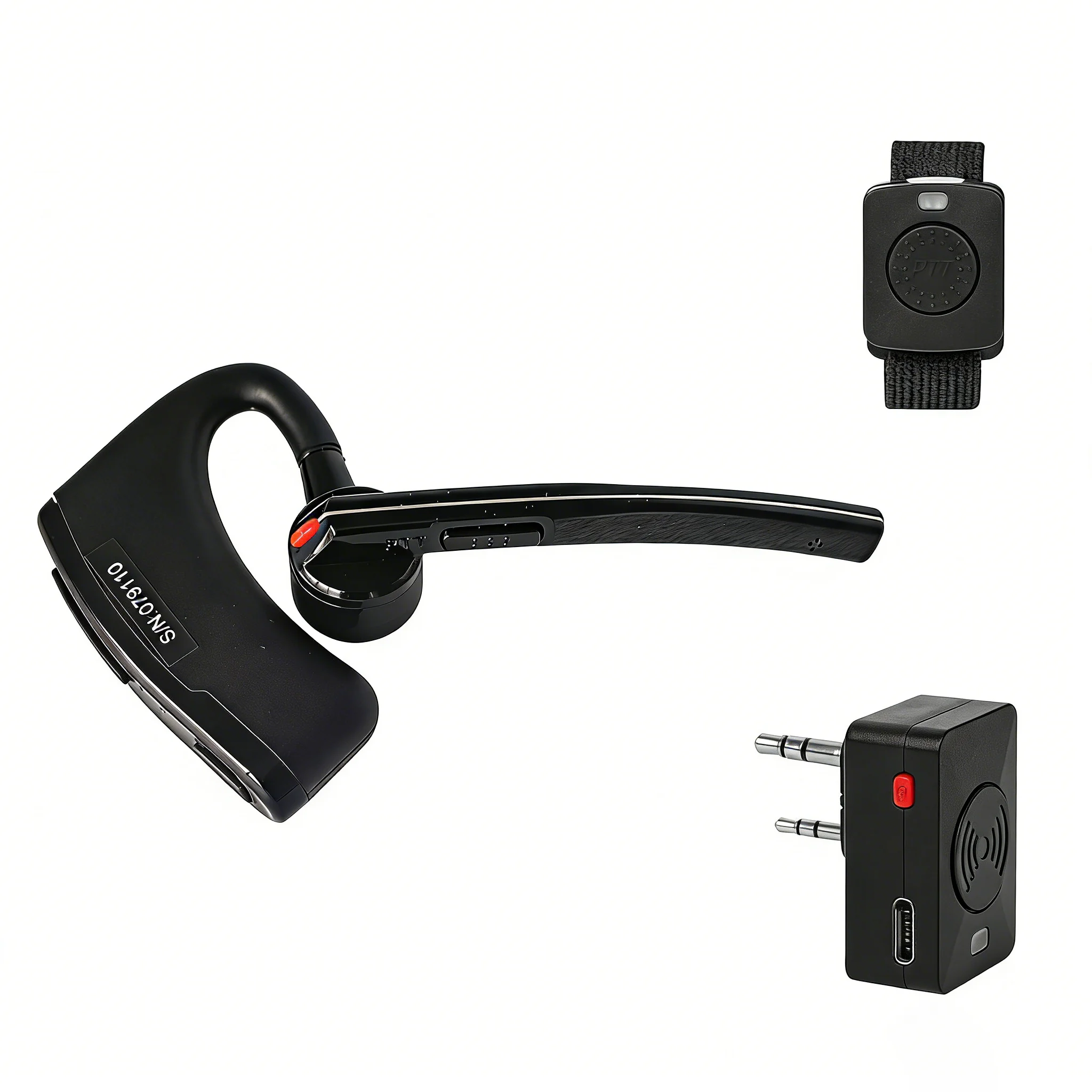 Wireless Dongle Headset for Two Way Radio Baofeng UV-5R Quansheng UV-K5 Bluetooth Adapter with PTT Kenwood Plug Motorola Type