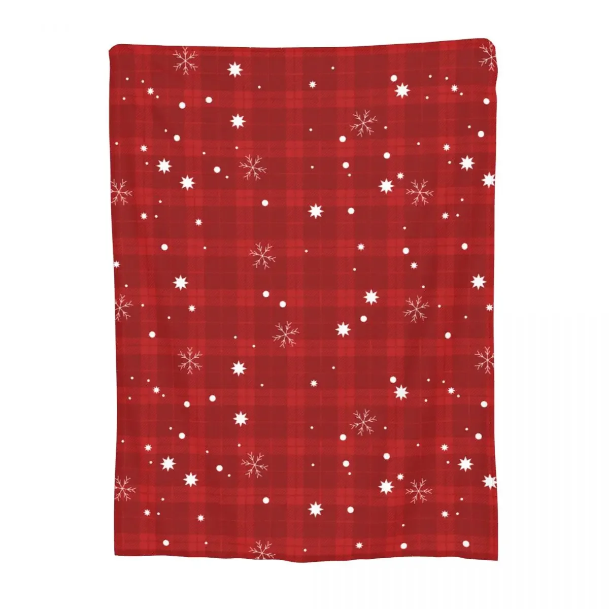 Christmas Red Check Tartan Plaid Snowflakes Stars Blankets Plush Printed Xmas Buffalo Checkered Relax Super Warm Throw Blanket