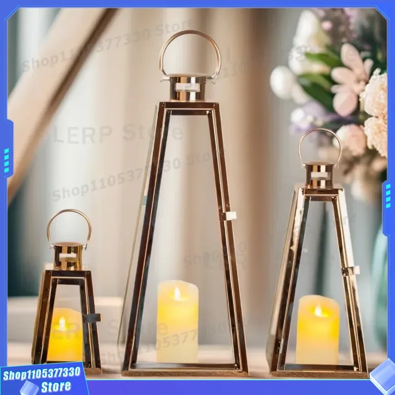 Large European Stainless Steel Floor Lamp Windproof Candlestick Holder Wrought Iron Wedding Props Road Guide Business Gift